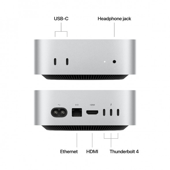 Компьютер Apple Mac mini M4 2024 (MU9D3) (10 Core GPU, 16ГБ, 256ГБ SSD, Apple, macOS), серебристый в Улан-Удэ