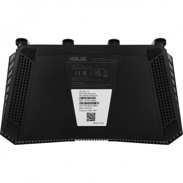 Wi-Fi роутер ASUS RT-BE58U, Wi-Fi 7, BE3600, 2.4/5ГГц, 4 LAN, черный в Улан-Удэ